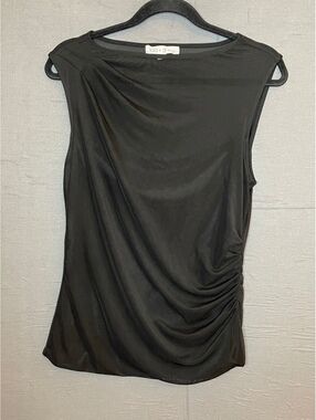 Lola Grace Women Black Sheer Mesh Layered Ruched Tank Top Size M Sleeveless
